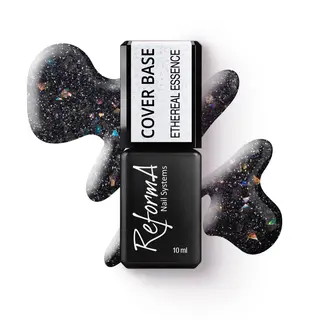 Flashowa, błyszcząca, szara, grafitowa baza hybrydowa z folią i brokatem - Ethereal Essence, 10 ml
