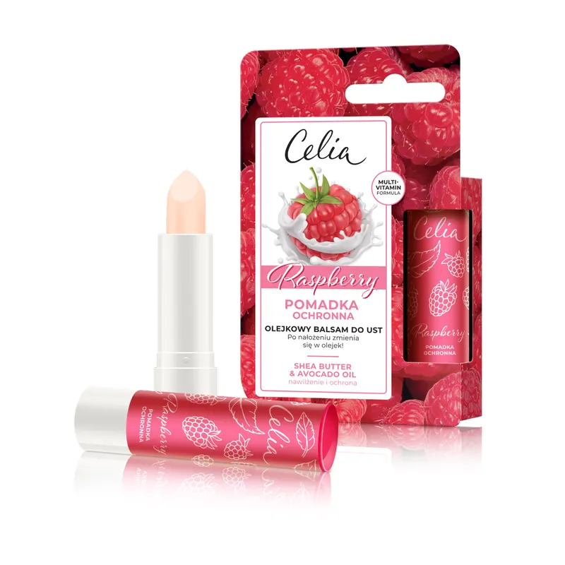 Celia olejkowy balsam do ust Raspberry z masłem shea i olejem z awokado 4 g