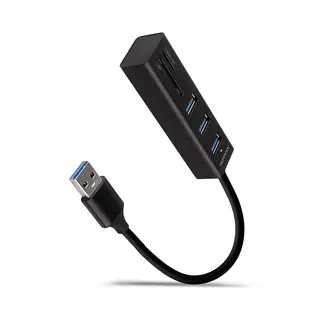 AXAGON HMA-CR3A Wieloportowy hub USB-A, 5Gbps, 3x USB-A, SD/microSD, aluminiowy, kabel 20 cm