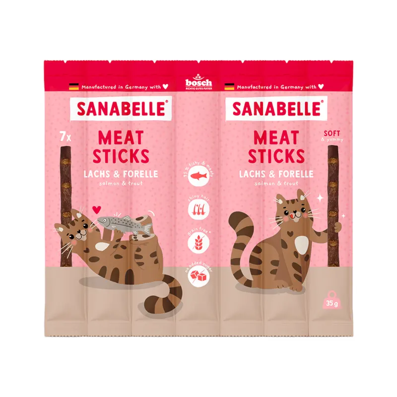 Sanabelle Meat Sticks - Łosoś i pstrąg, 16 x 35 g