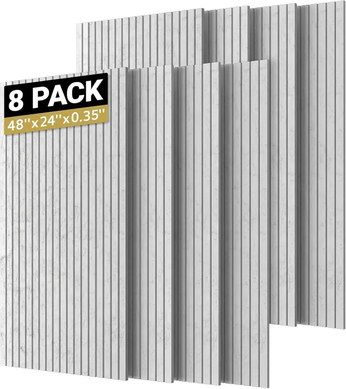 TONOR Panele Akustyczne Samoprzylepne 120x60 cm 8 szt. Szare W Paski