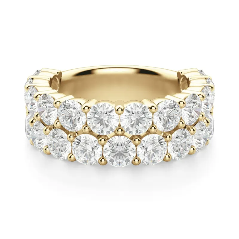 Obrączka Ślubna Half Eternity Pave z Okrągłymi Kamieniami 3.50 mm Laboratoryjny Diament 585 Żółte Złoto (14K)