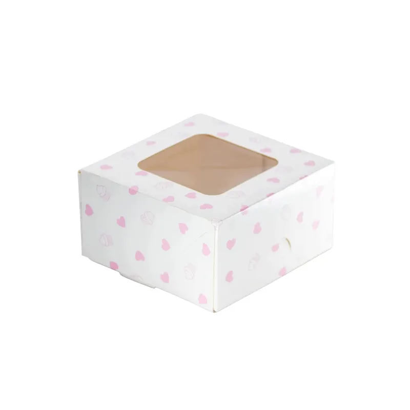 10x Pudełko na ciasto, z okienkiem 13x13x7 cm zamykane TEKTURA LITA biały