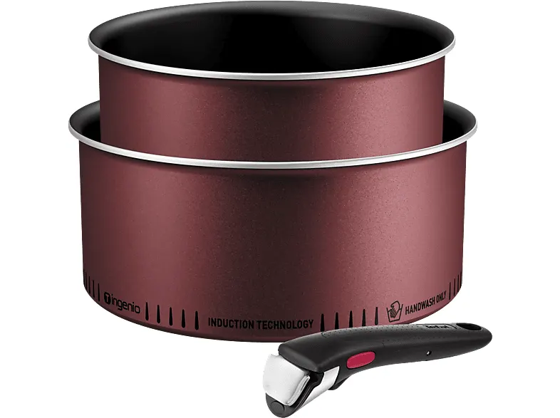 Zestaw garnków TEFAL Ingenio Simply Cook (3 elementy) L7248453 Bordowo-czarny