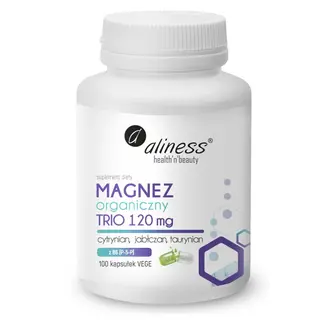 ALINESS Magnez organiczny TRIO 120 mg z B6 (P-5-P) - suplement diety - 100 kapsułek