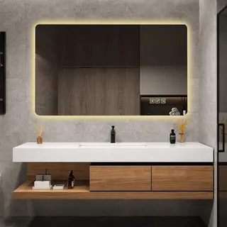 Lustro łazienkowe LED 60 x 120 cm z podświetleniem tylnym, funkcja przeciwmgielna, 3 kolory światła, bezstopniowa regulacja jasności, funkcja pamięc..