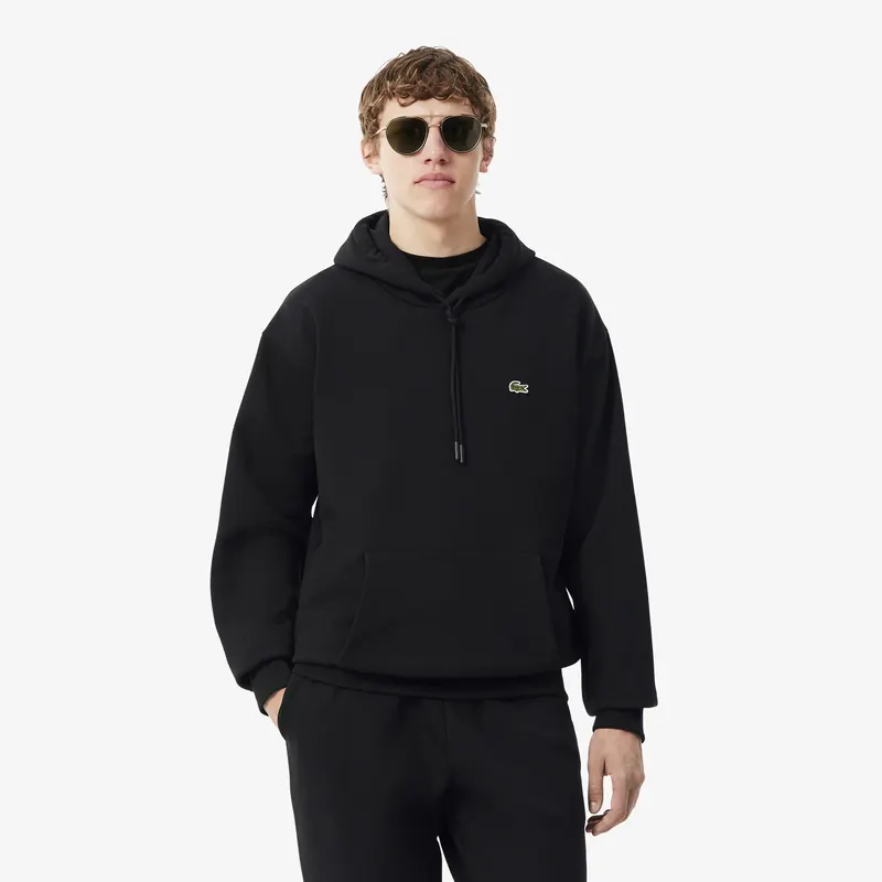 Lacoste Bluza Z Kapturem Z Dresówki Czarna Męskie Czarny