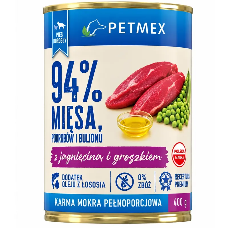 PETMEX z jagnięciną i groszkiem - mokra karma dla psa - 400g
