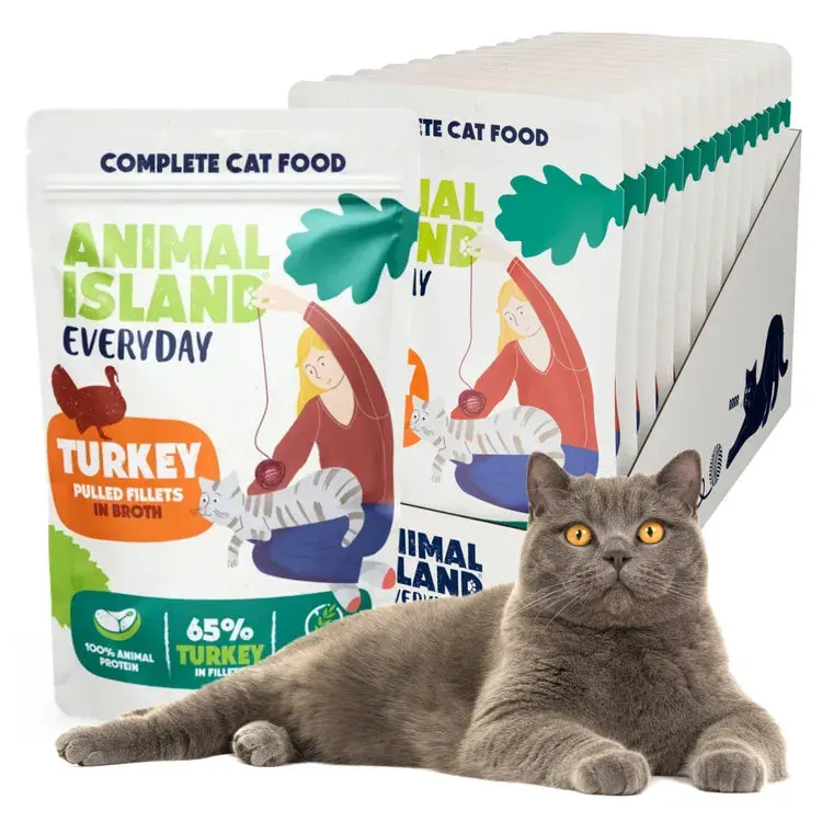 ANIMAL ISLAND Everyday Indyk filety w rosole Box - mokra karma dla kota - 12 x 85g
