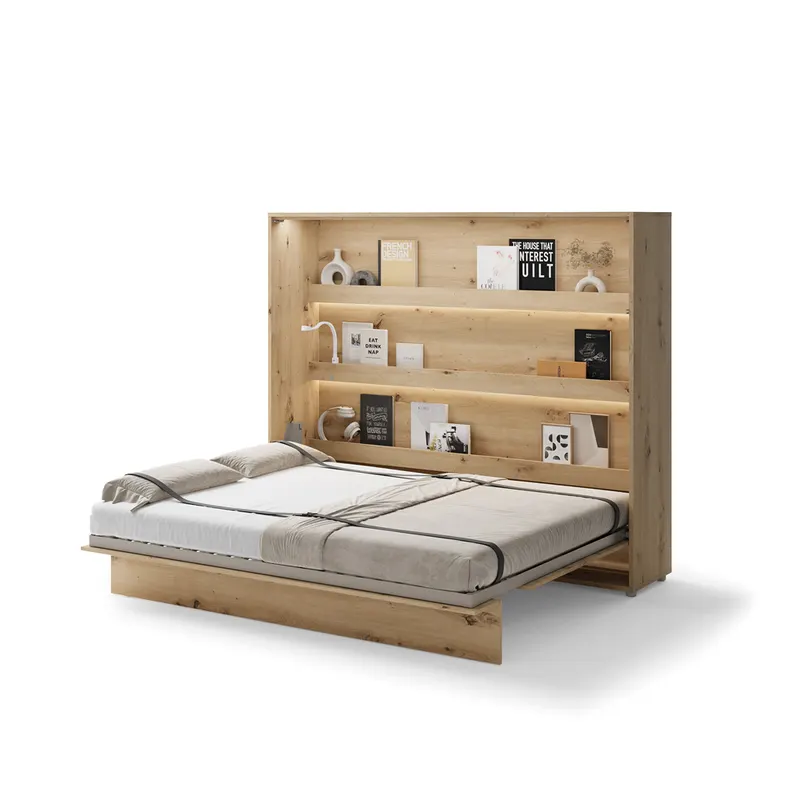 Półkotapczan poziomy BC-14 Bed Concept | 160x200 cm | Dąb Artisan | składany | funkcjonalny | oszczędność przestrzeni