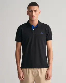 Gant Polo Męski Z Krótkim Rękawem Slim Fit Czarny