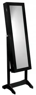 Szafka na biżuterię z lustrem 140 cm, czarna