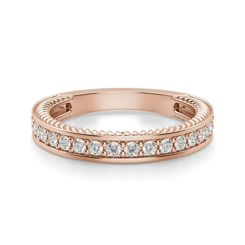 Obrączka Ślubna Sage Accented Laboratoryjny Diament 585 Różowe Złoto (14K)
