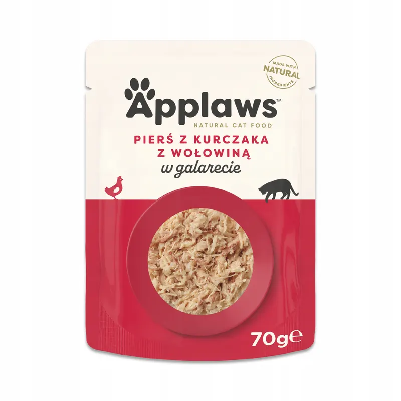 APPLAWS Pierś z kurczaka z wołowiną w galaretce - mokra karma dla kota - 70g