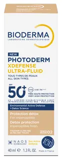 Bioderma Photoderm Xdefense Ultra-Fluid Ochronny Ultralekki Fluid Z Filtrem SPF50+ o Działaniu Detoksykującym Odcień 02 40ml