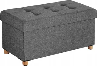 Ławka ZE SCHOWKIEM do siedzenia 76 x 40 x 38 PUFA podnóżek TABORET szary