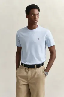Gant T-Shirt Męski Z Okrągłym Kołnierzykiem Regular Fit Niebieski