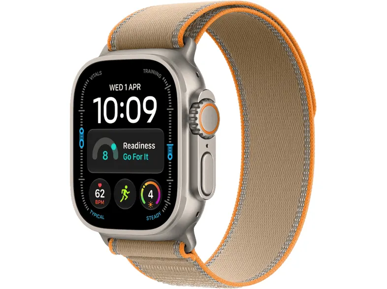 Smartwatch APPLE Watch Ultra 4 GPS + Cellular, koperta 49mm z tytanu w kolorze naturalnym, opaska Trail piaskowym - rozmiar M/L MJAQ4QP/A
