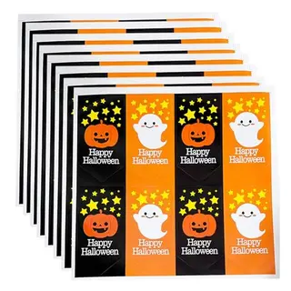 Opakowanie 20 pieczęci w kształcie dyni z motywem ducha Halloween – 160 sztuk do zaklejania kopert, upominków na przyjęcia, psikusów lub smakołyków