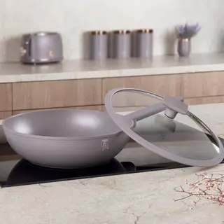 Patelnia wok z pokrywką 28cm BerlingerHaus Taupe BH-8094