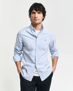 Gant Koszula Męska Z Długim Rękawem Slim Fit Niebieska