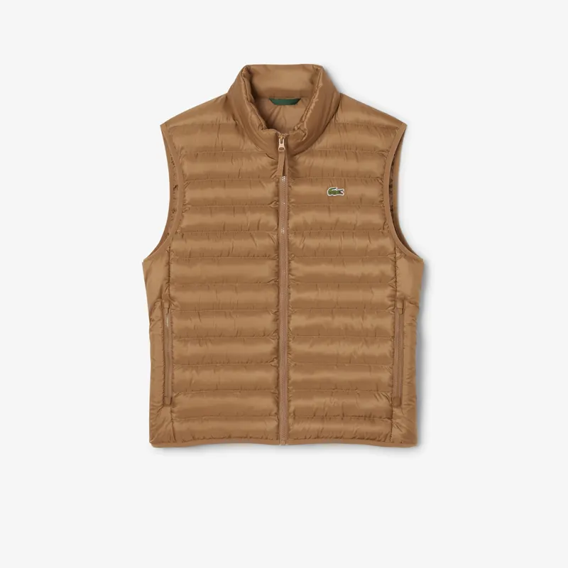 Lacoste Wodoodporna Puchowa Kamizelka Męskie Brązowy