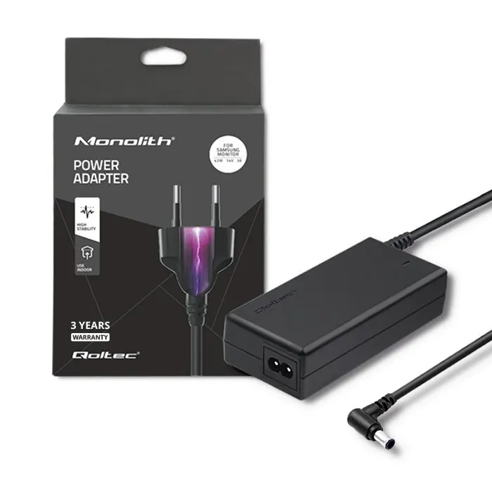 Qoltec Zasilacz do monitora Samsung | 42W | 14V | 3A | 6.5*4.4 |+ kabel zasilający