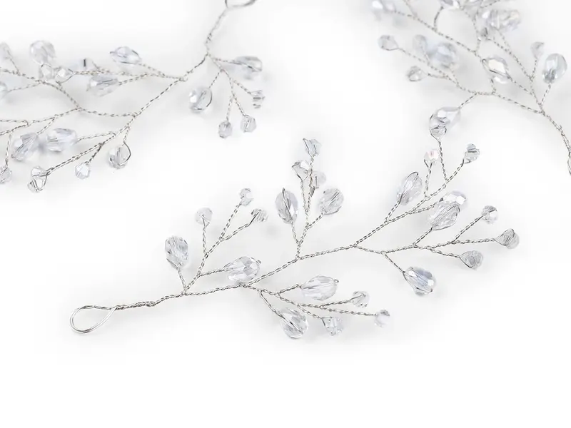 Gałązka druciana ze szlifowanymi koralikami hand made 4 szt. 1 crystal srebrny