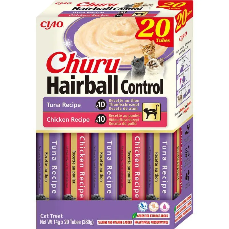 INABA Churu Hairball control Tuna and chicken recipe box - przysmak dla kota - 20x14g