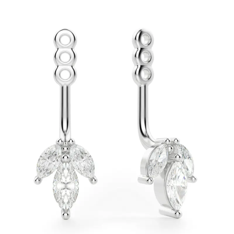 Dodatek do Kolczyków Marquise Flair 14K Białe Złoto Laboratoryjny Diament