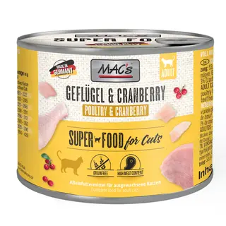 MAC´s Cat karma dla kota, 6 x 200 g - Drób i żurawina