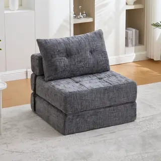 Składana sofa do spania, sofa z poduszkami, składany materac z oparciem, przenośna składana sofa, wygodna sofa podłogowa do salonu i sypialni (szary..