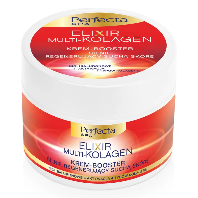 Perfecta Eliksir Multikolagen krem booster do ciała silnie regenerujący suchą skórę z kwasem hialuronowym i olejem macadamia 225 ml