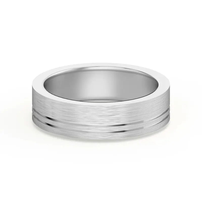 Double Lined Flat Obrączka Ślubna 585 Białe Złoto (14K) 5 MM