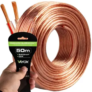KABEL PRZEWÓD GŁOŚNIKOWY DWUŻYŁOWY PROFESJONALNY AUDIO HQ 2x2,5mm 50m VAYOX