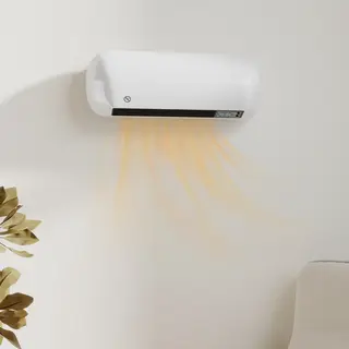 Ścienny grzejnik nadmuchowy 2000 W, ceramiczny grzejnik ścienny z wentylatorem, 2 stopnie mocy, wyświetlacz LED, termostat, kolor Biały