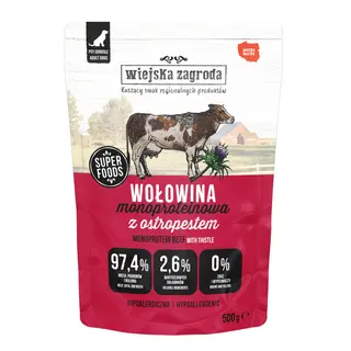 Wiejska Zagroda Monoprotein Adult, 5 x 500 g - Wołowina