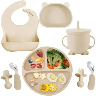 Children's tableware food grade silicone plate cup set set