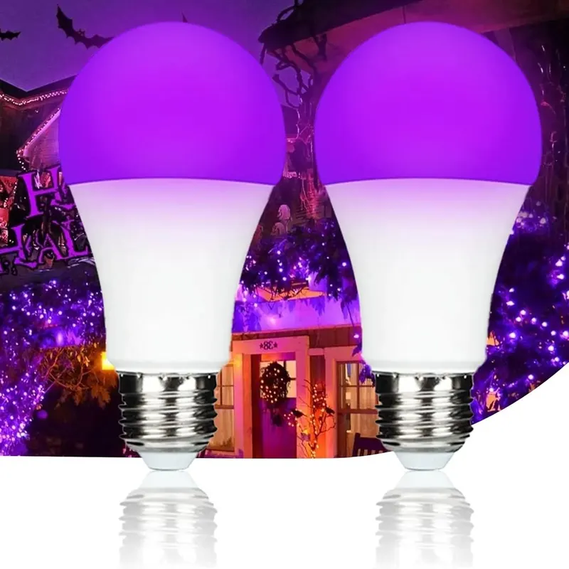 Żarówka UV 9W z czarnym światłem – E27, 395 nm do wykrywania moczu, farb fluorescencyjnych, na Halloween, przyjęcia dla dzieci