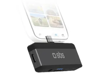 Hub USB-C SBS 5w1 100W 1x USB-A, microSD/SD, mini jack 3.5mm Czarny