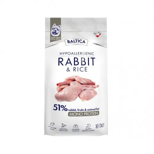 BALTICA Nutraceutic Hypoallergenic Małe rasy Mono Królik z ryżem - sucha karma dla psa - 3kg