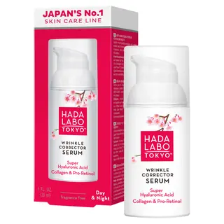 Hada Labo Tokyo Red przeciwzmarszczkowe serum na dzień i noc z 4 formami kwasu hialuronowego, kolagenem, pro-retinolem, skwalanem i witaminą E 30 ml