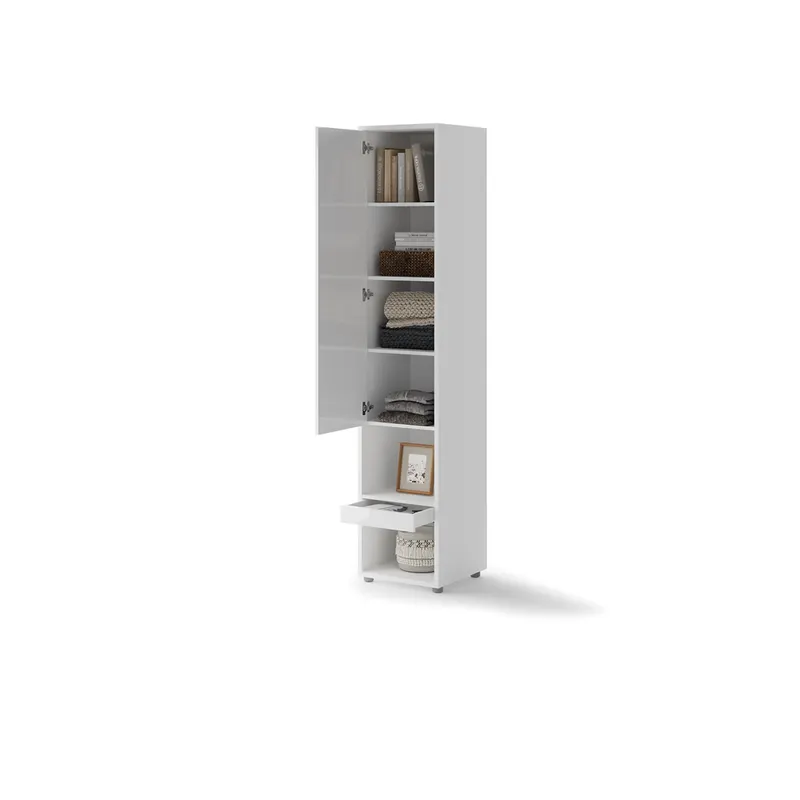 Szafka Bed Concept BC-07 | 45x218X46 cm | Biały Połysk | Biały połysk szafka Lenart | do sypialni | dodatkowe miejsce | kompaktowa