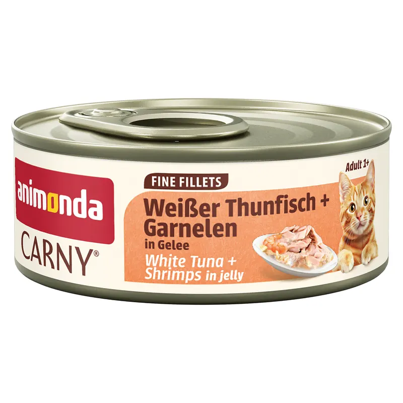 animonda Carny Adult Fine Fillets, w galarecie, 24 x 60 g - Tuńczyk biały i krewetki