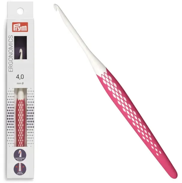 Szydełko z ergonomiczną rączką PRYM Ergonomics rozmiar 4 mm dł. 16 cm