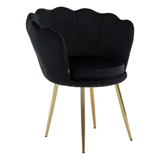 Krzesło SHELL DC-6099 | czarny welur | złota noga | OUTLET