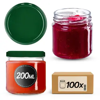 Słoiki na przetwory Lerma 200ml 100szt fi 66 mm + wieczka zielone