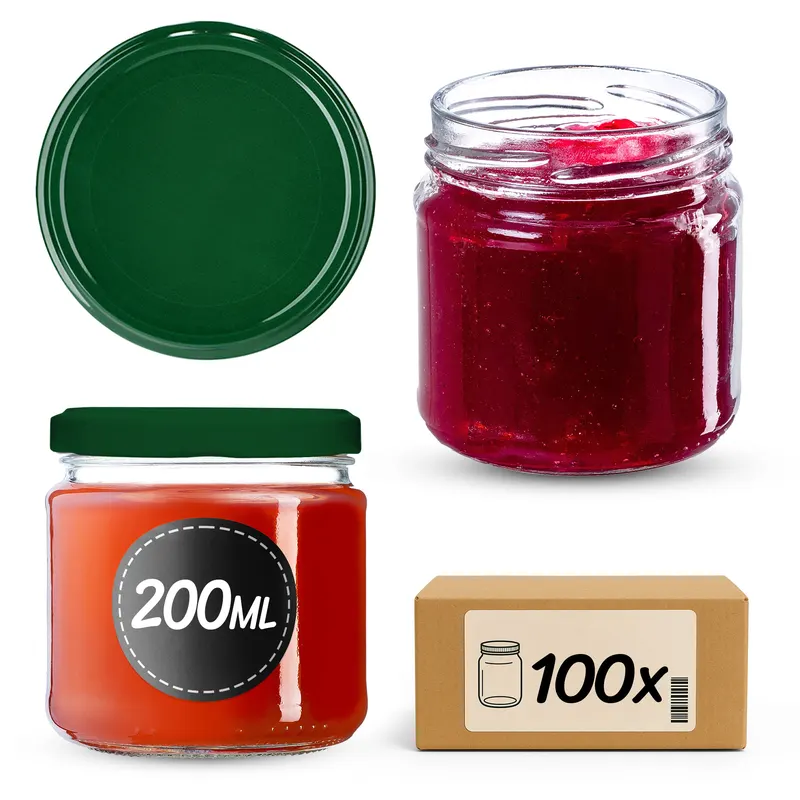 Słoiki na przetwory Lerma 200ml 100szt fi 66 mm + wieczka zielone