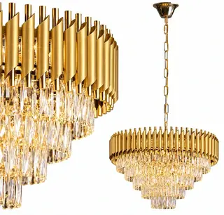  LAMPA WISZĄCA KRYSZTAŁOWA RURKI ZŁOTA 70CM ŻYRANDOL DARMAT LIGHT 621