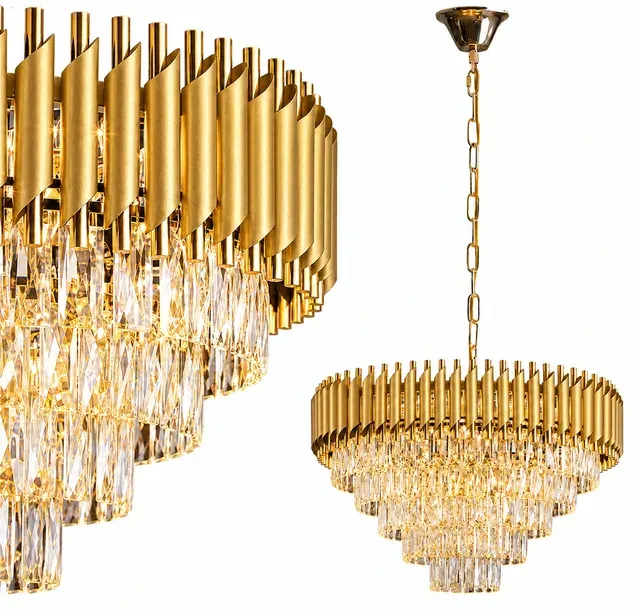  LAMPA WISZĄCA KRYSZTAŁOWA RURKI ZŁOTA 70CM ŻYRANDOL DARMAT LIGHT 621